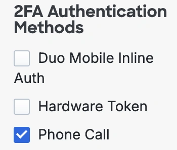 2FA authentication methods