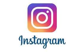 Instagram logo with a gradient camera icon above the word "Instagram" in cursive blue font.