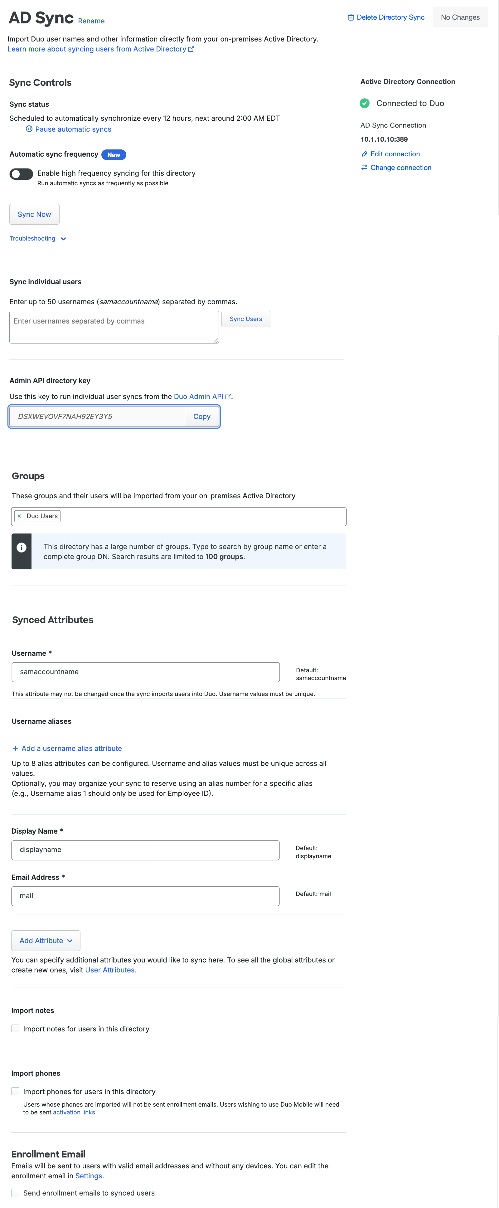 Configured AD Directory Sync