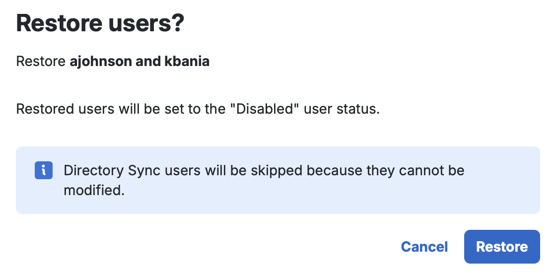 Restore from Trash Confirmation