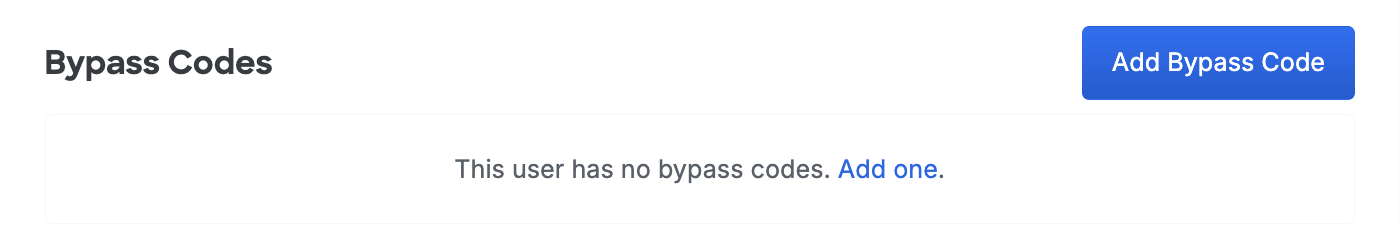 Add Bypass Code for User