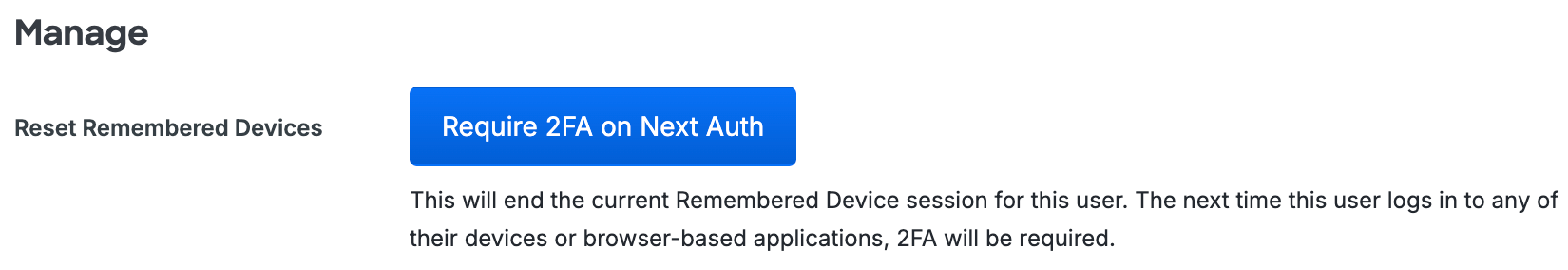 Reset Remembered Devices on User Properties Page