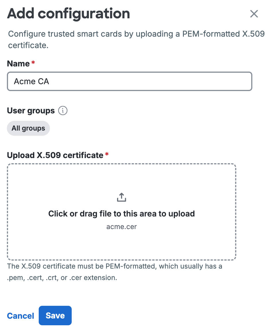 Upload Smart Card CA Certificate