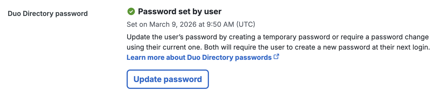 Duo-hosted User Password Information