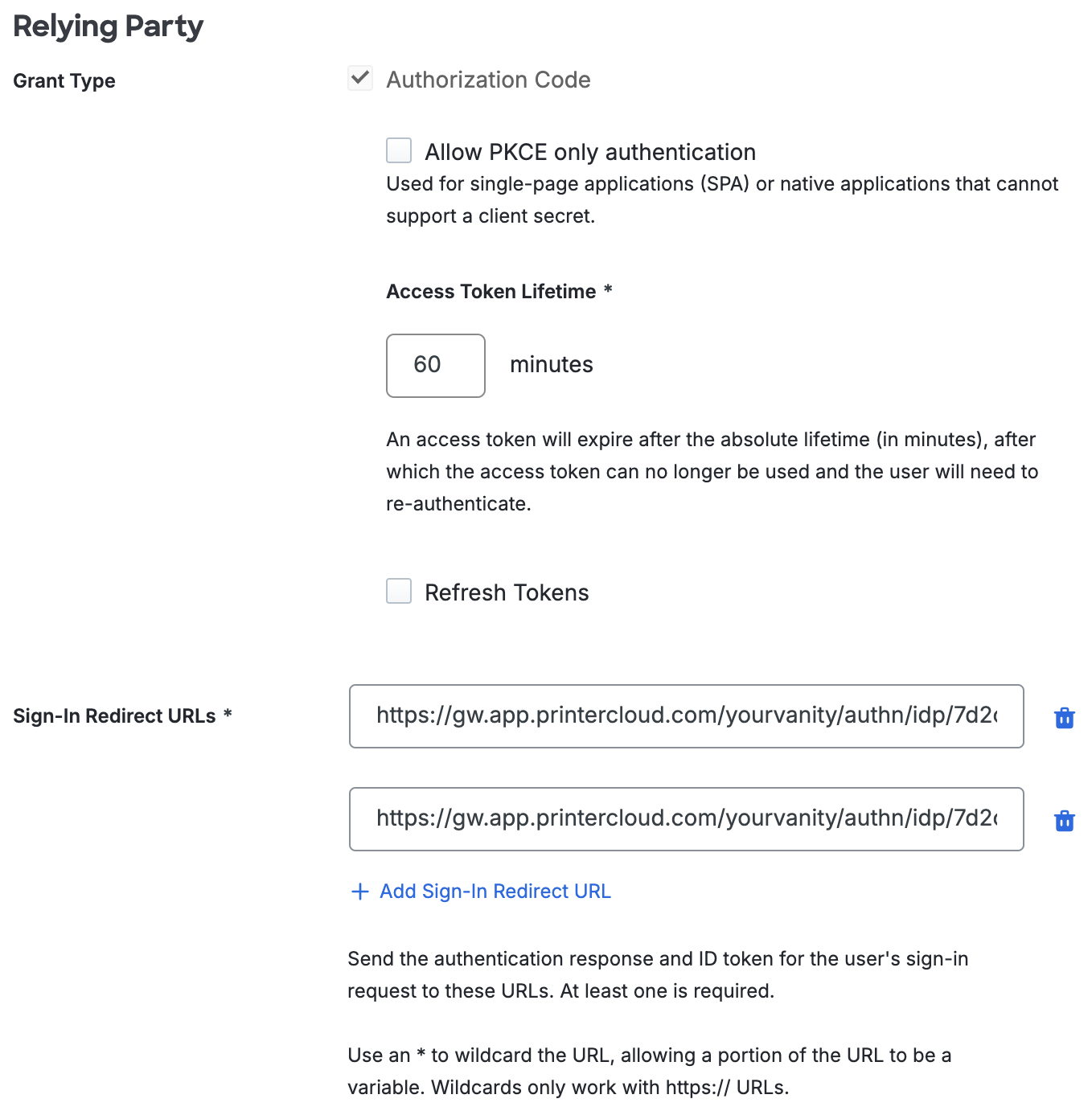 Duo Vasion Relying Party Section