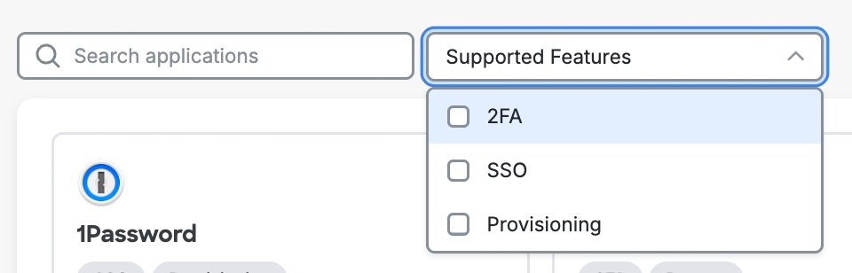 Application Supported Features Filter