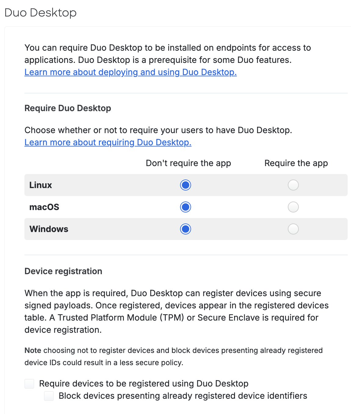 Duo Essentials Duo Desktop Settings