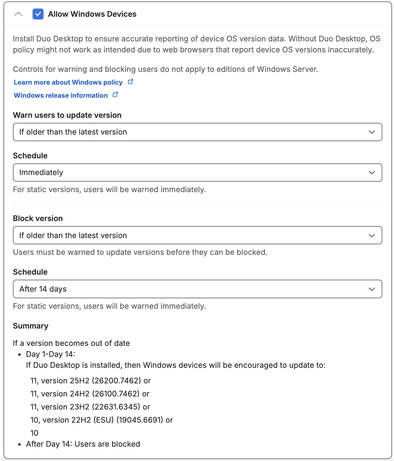 Windows OS Policy Changes