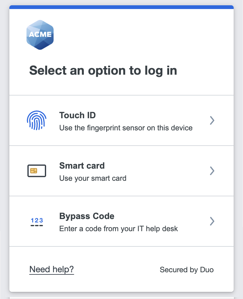 Smart Card in Universal Prompt Authentication Methods