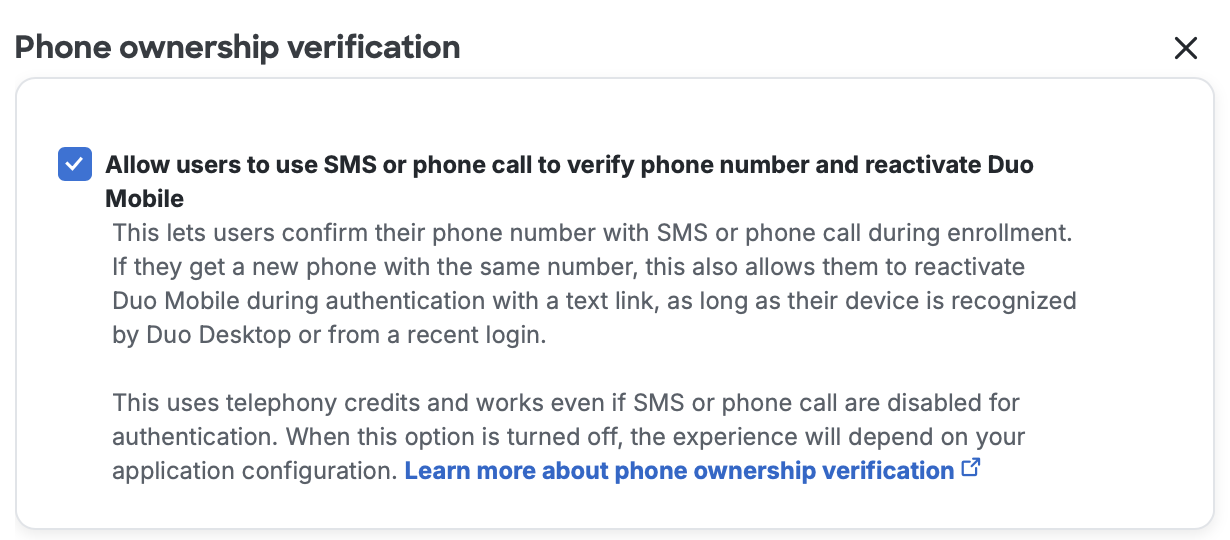 Phone Ownership Verification Option