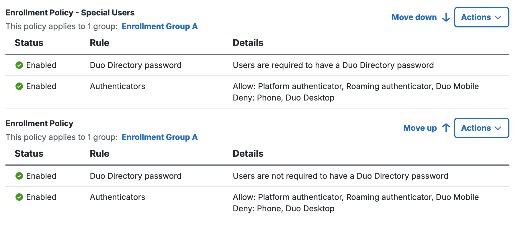 Reorder Enrollment Policies