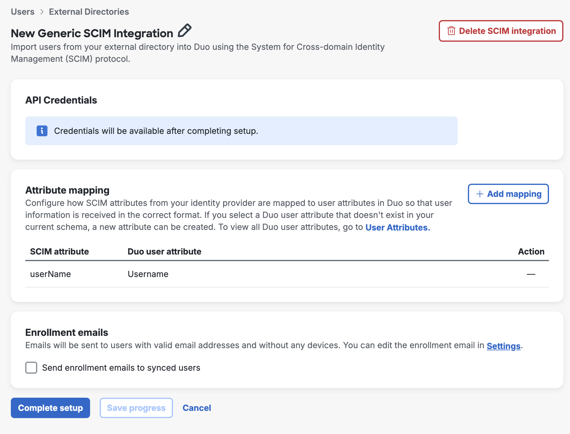 New Generic Inbound SCIM Integration