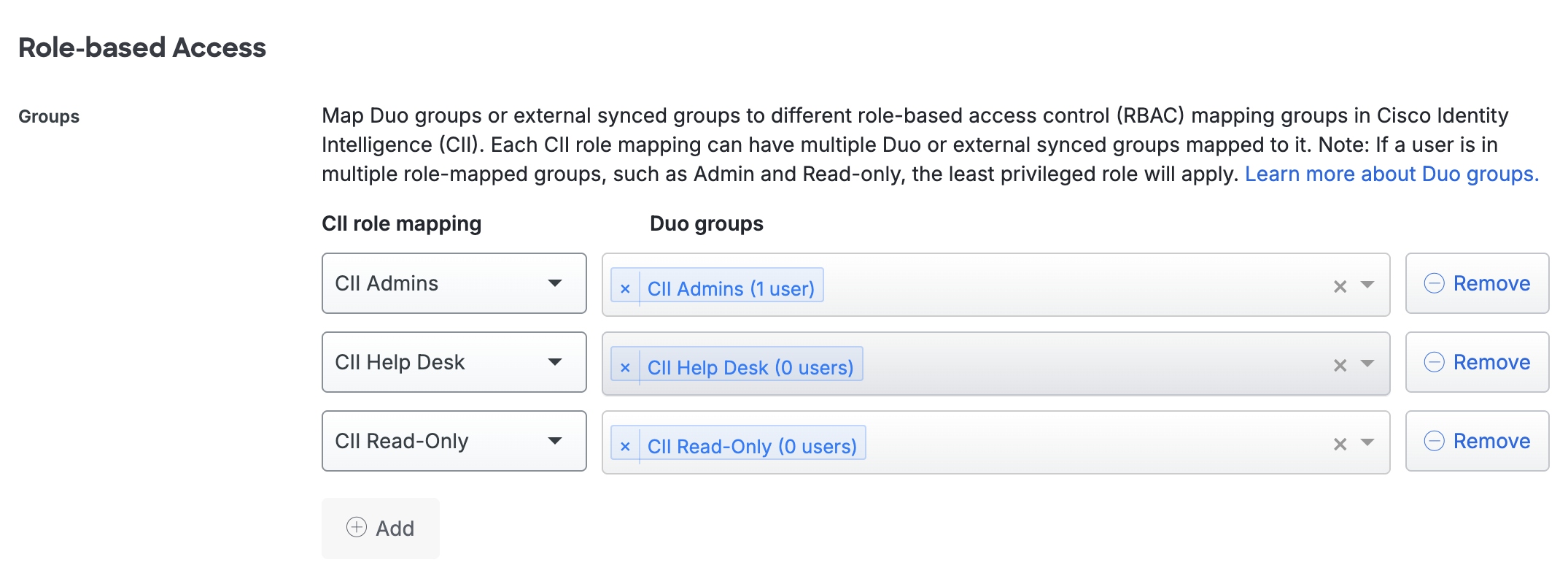 Cisco Identity Intelligence Service Provider Group Mappings