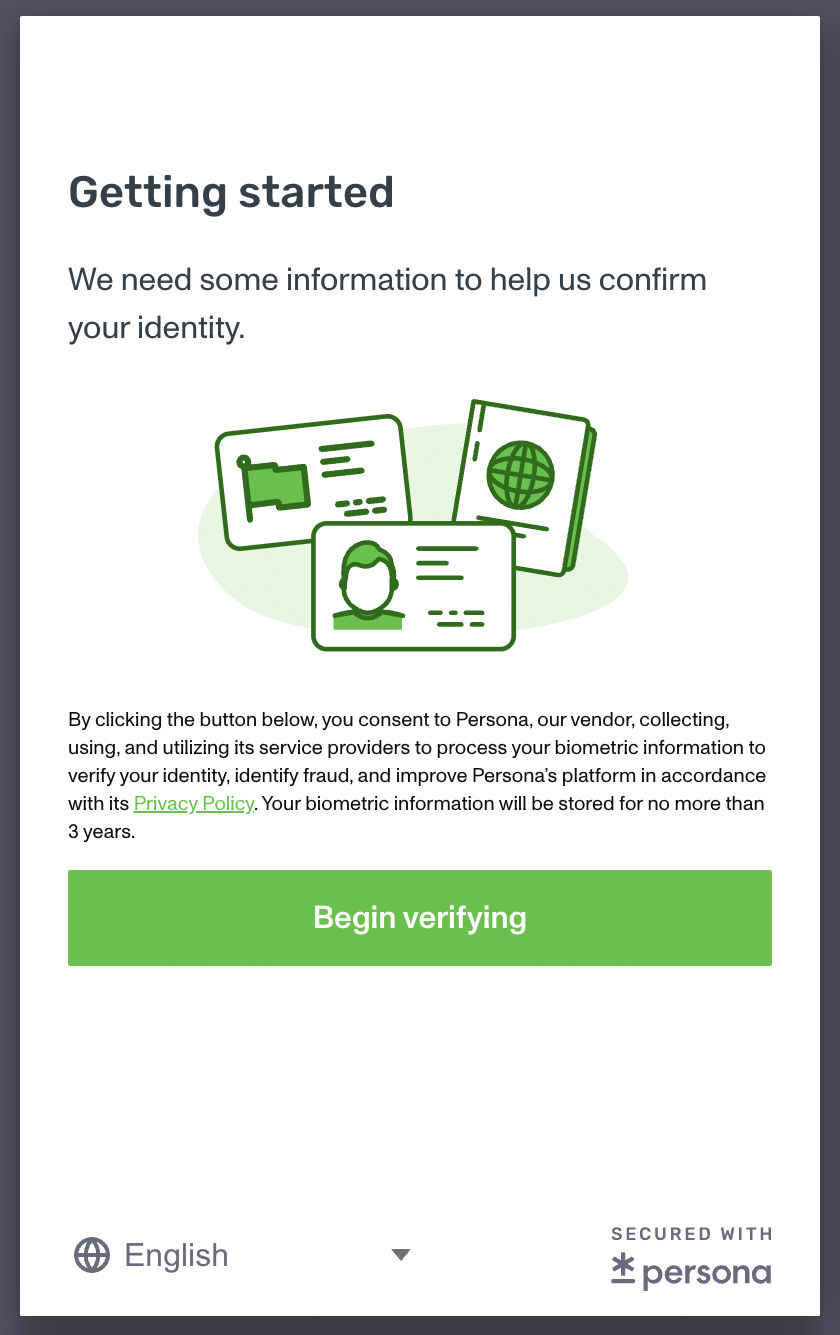 Start Identity Verification in Persona