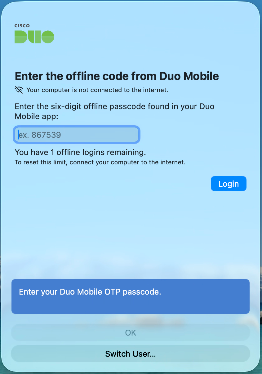 macOS Offline Access Authentication