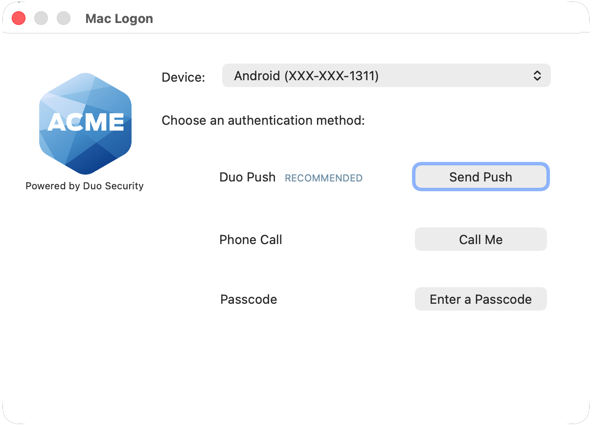 Duo Prompt on macOS Logon