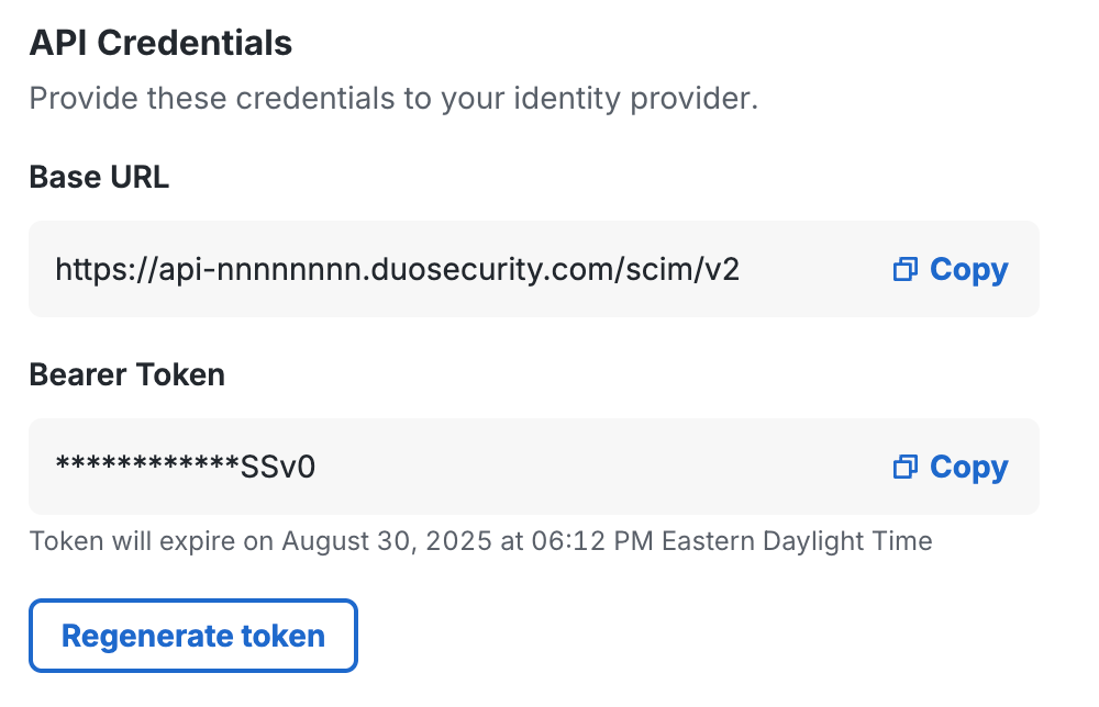 Okta SCIM API Credentials
