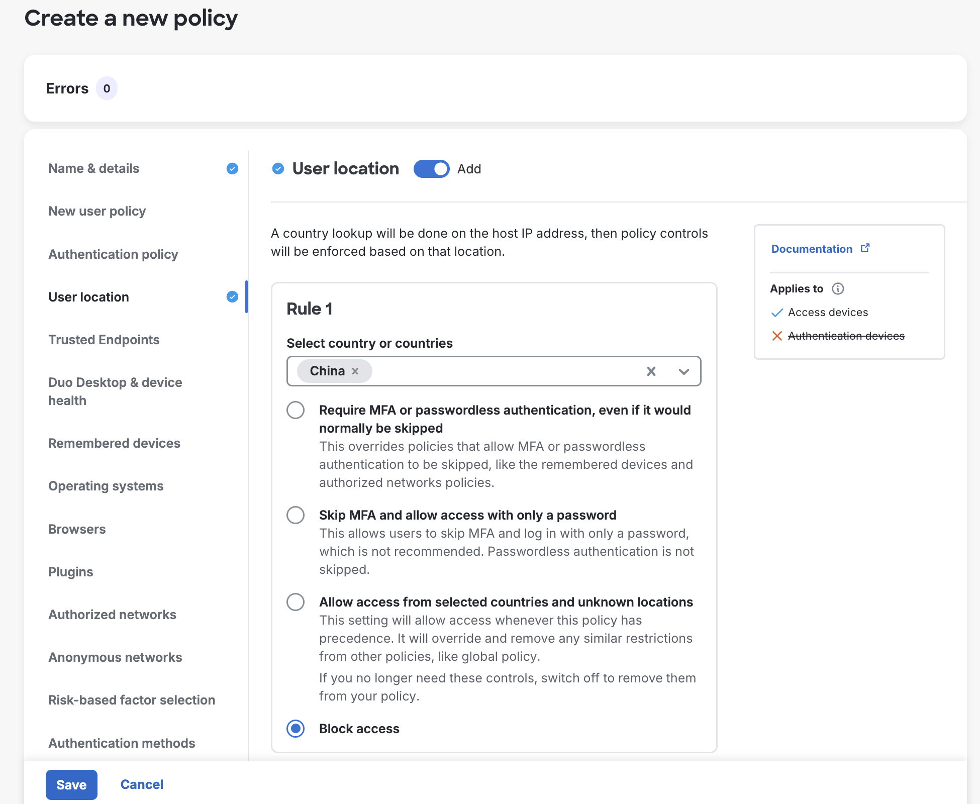 Creating an Application Policy