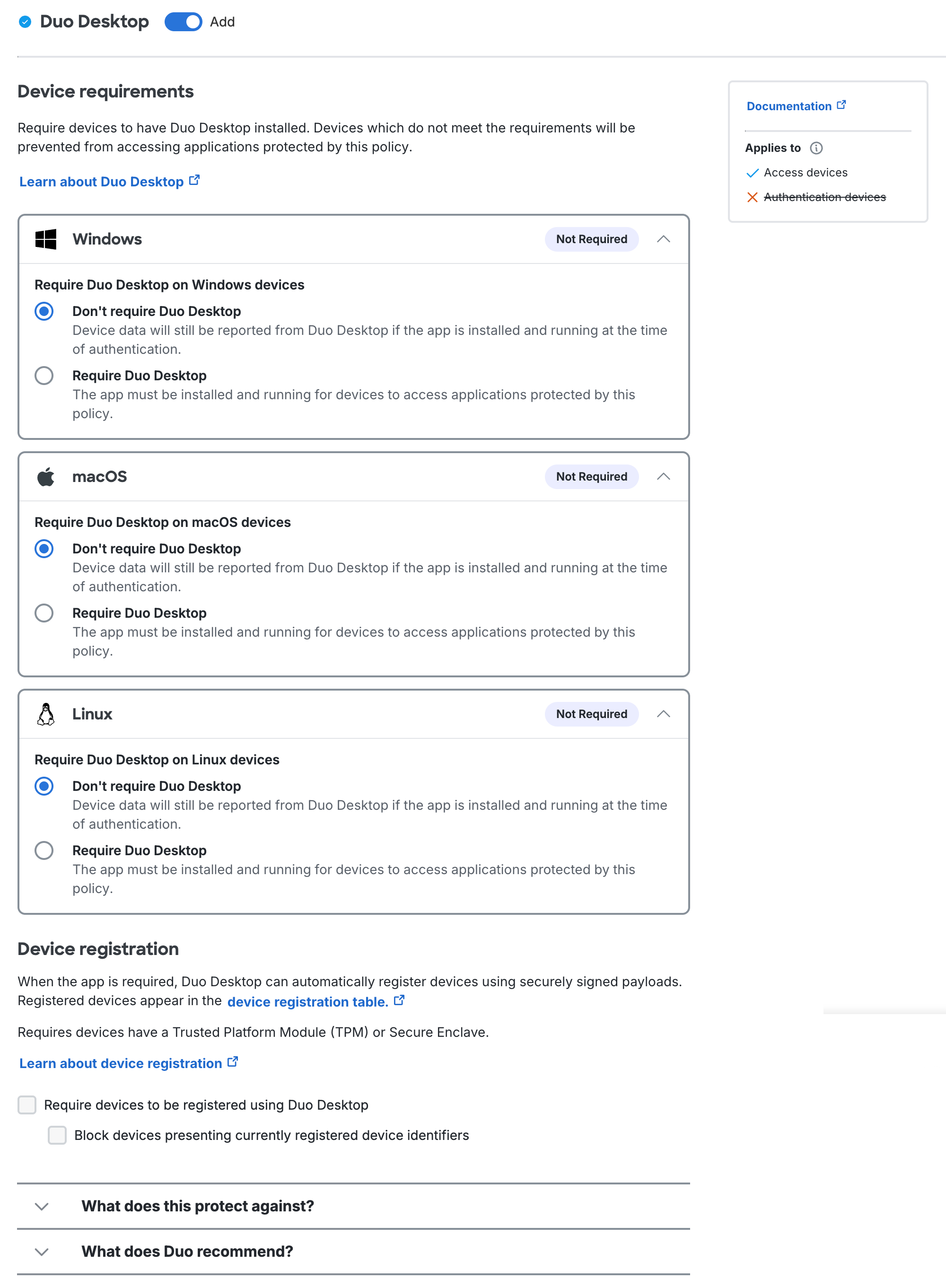 Duo Essentials Duo Desktop Settings