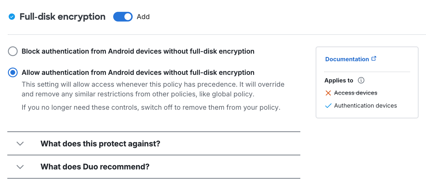 Full-Disk Encryption Settings