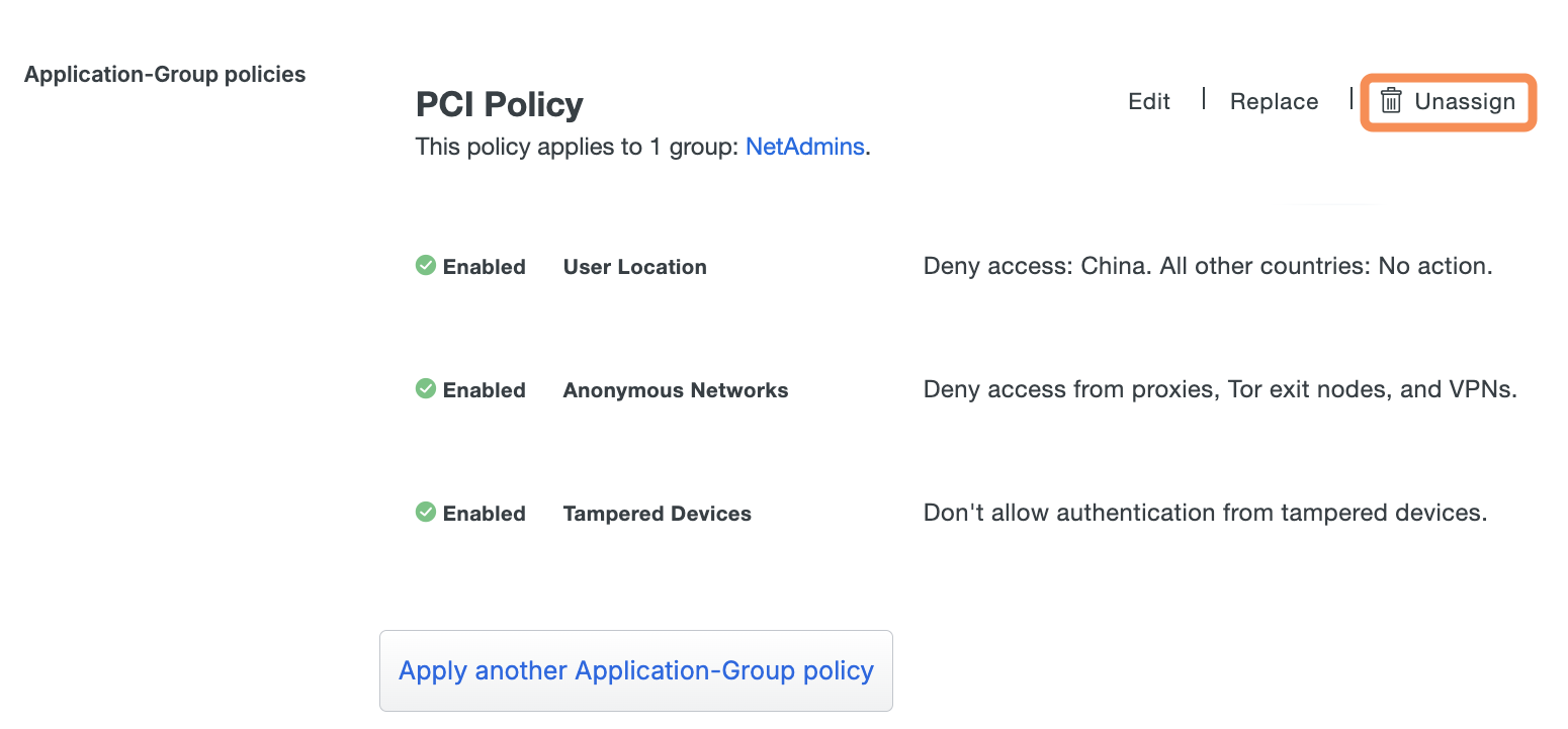 Unassign Custom Policy
