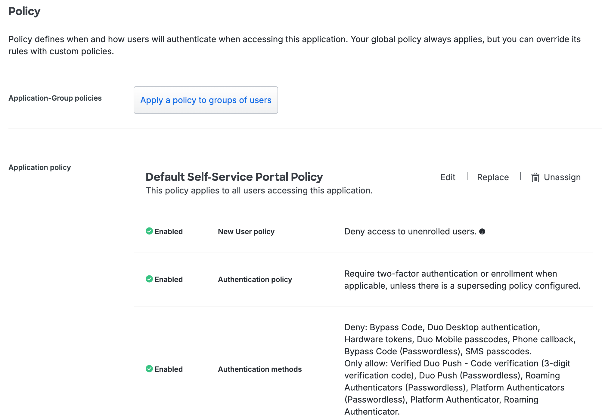 Default Self-Service Portal Policy