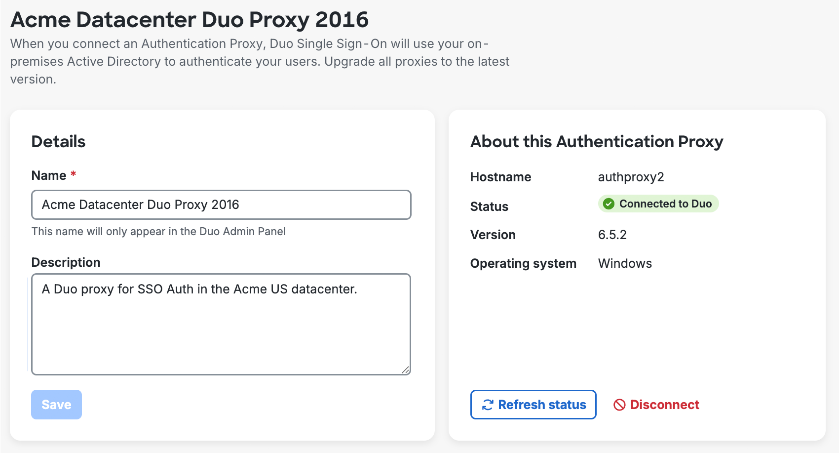 Authentication Proxy Server Detailed Information