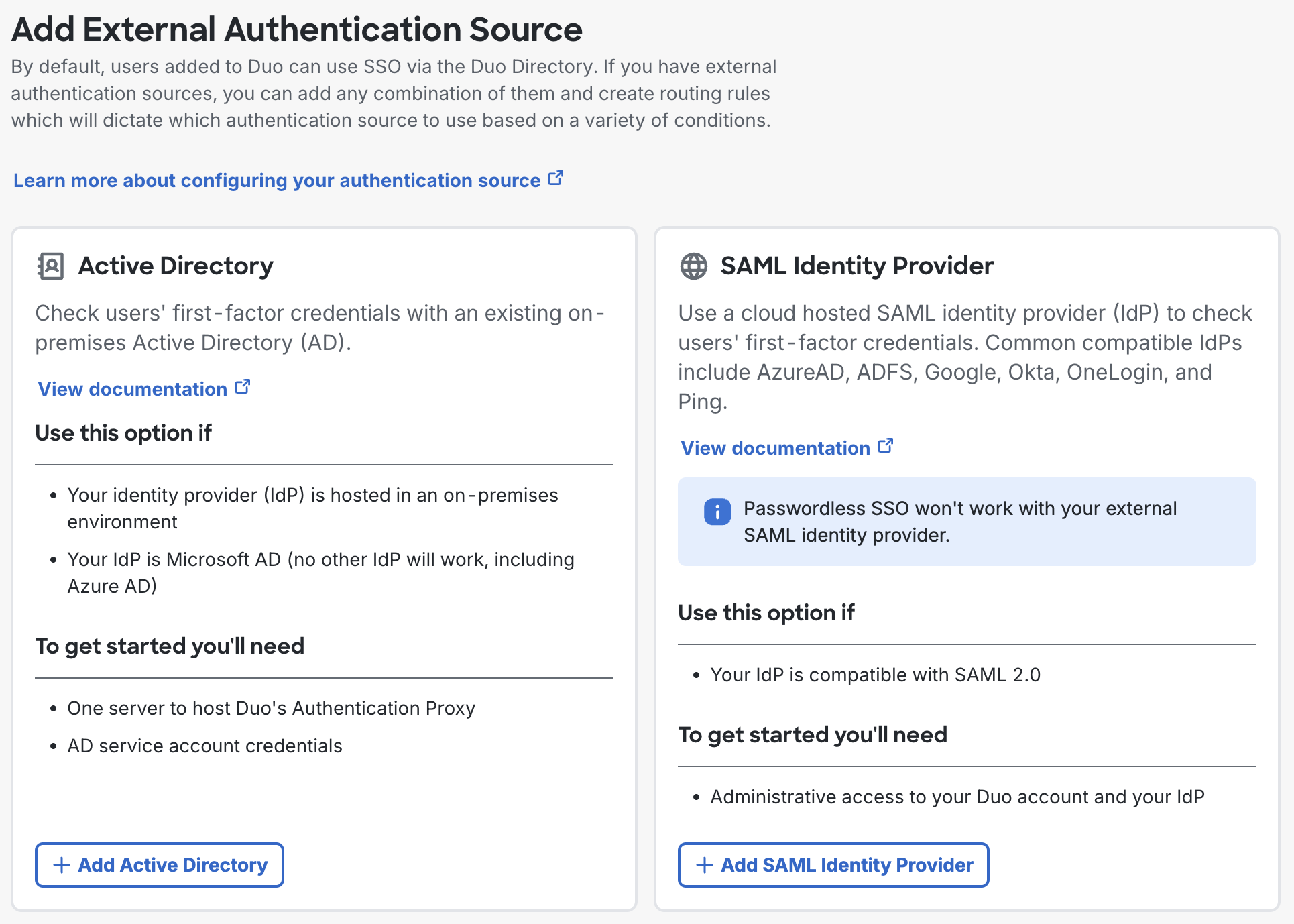 Choosing an authentication source