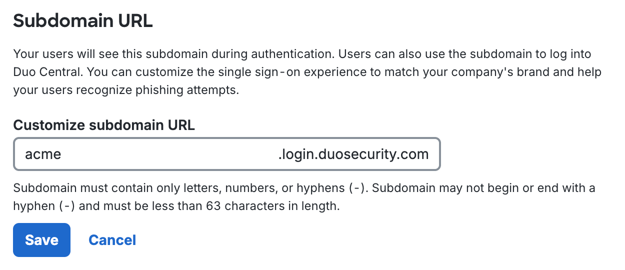 Enter Custom Subdomain