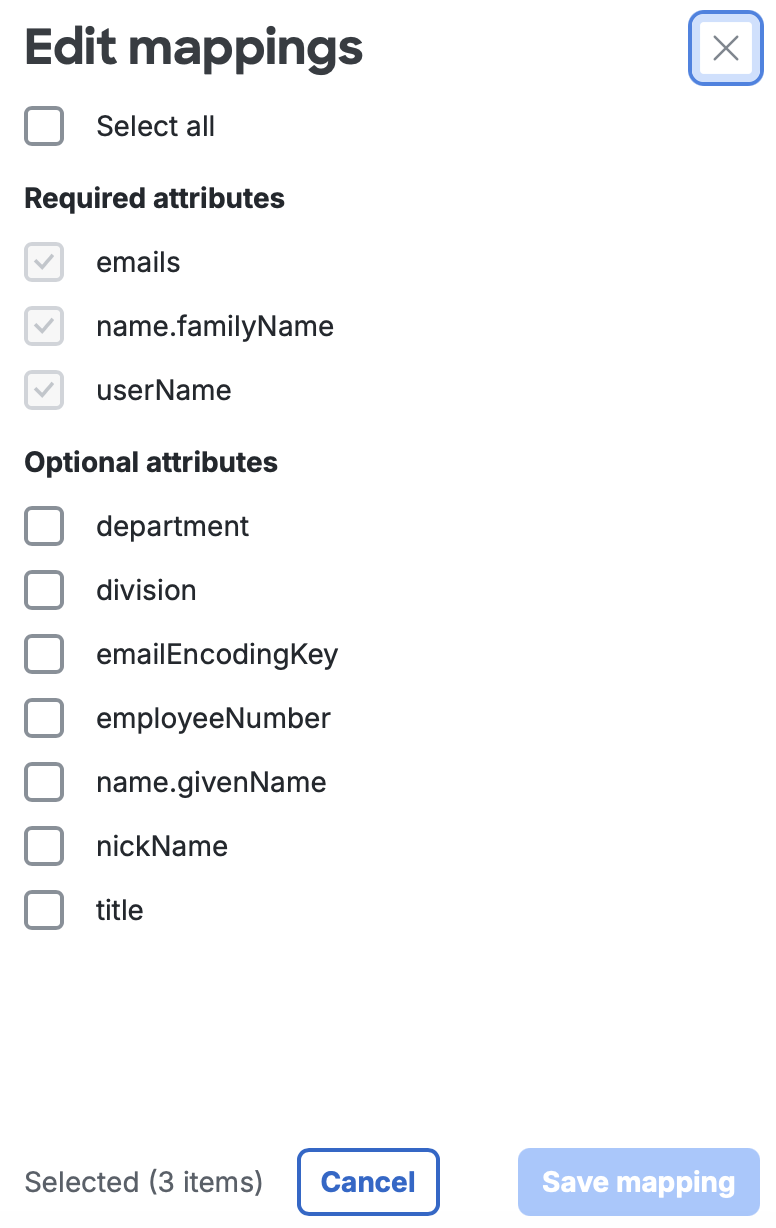 Salesforce Edit Mappings Window