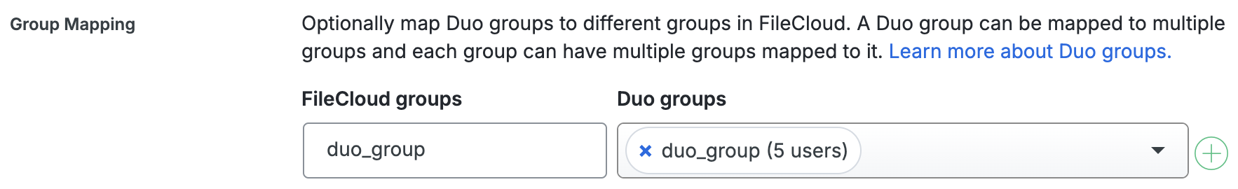 Duo FileCloud Group Mapping Fields
