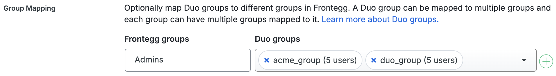 Duo Frontegg Group Mapping Fields