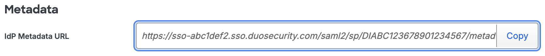 Duo Frontegg Metadata URL