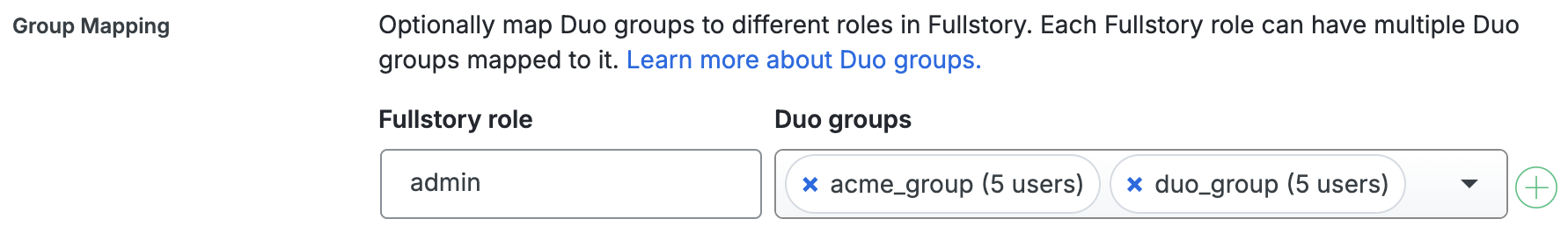 Duo Fullstory Group Mapping