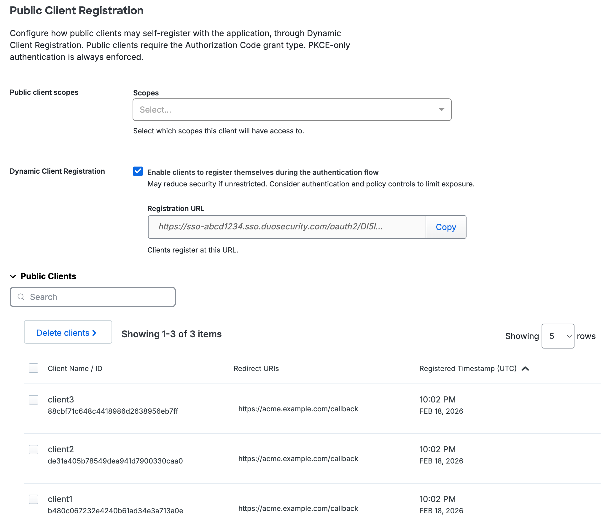 OAuth 2.1 Public Client Options