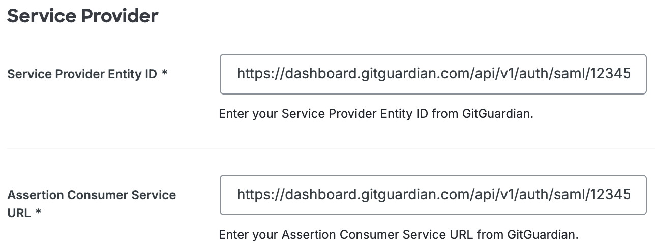 Duo GitGuardian Service Provider Fields