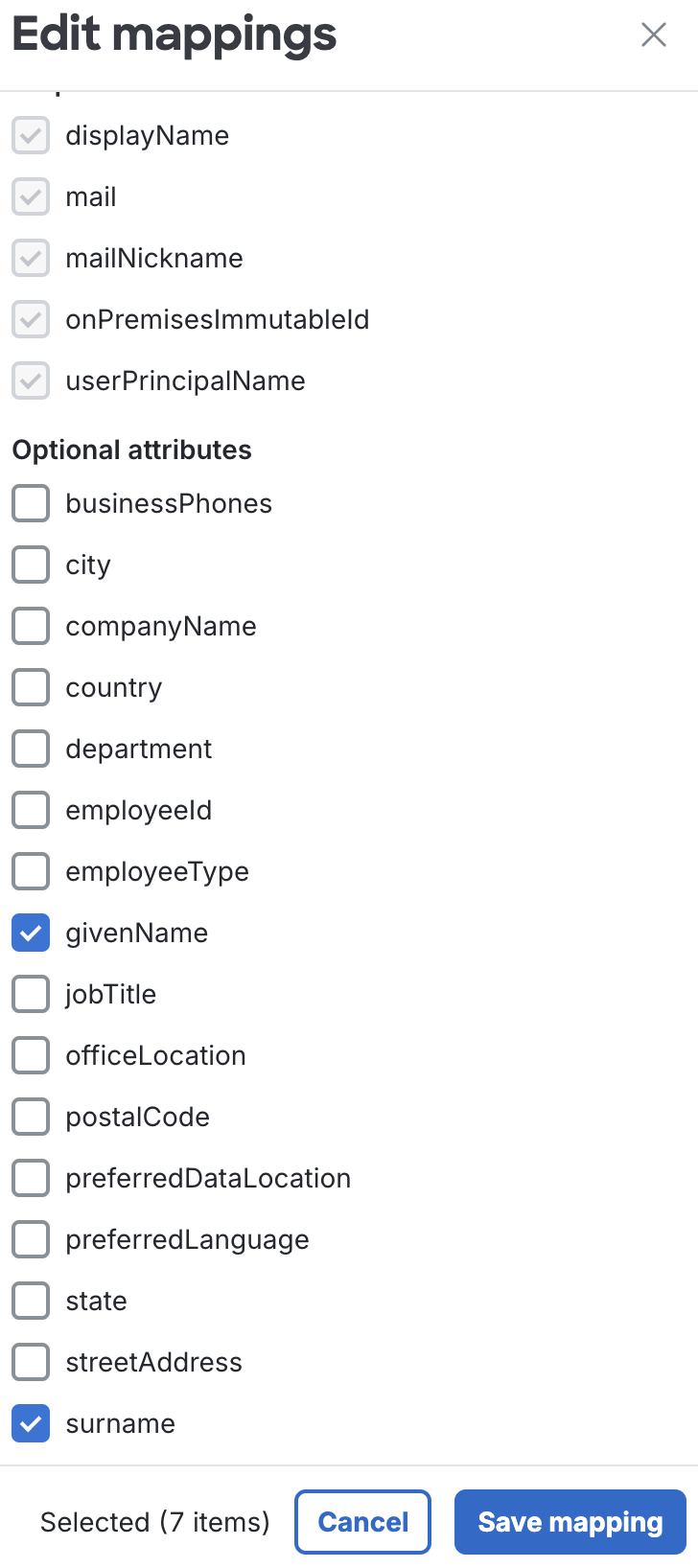 Duo Microsoft 365 Edit Mappings Window