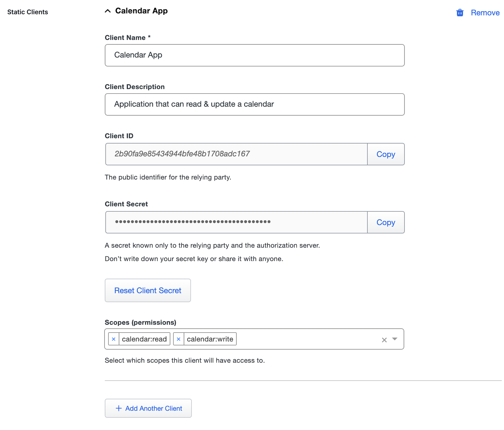 Configure MCP grant type and redirect urls