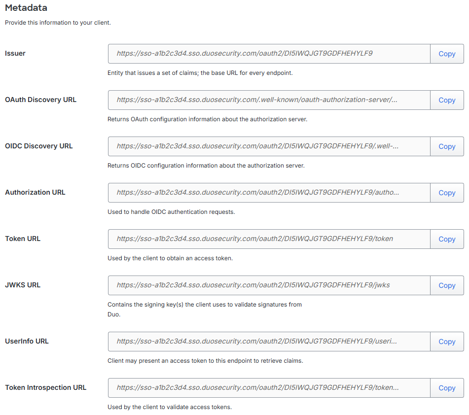 Metadata for configuring OAuth 2.1 Client Credentials