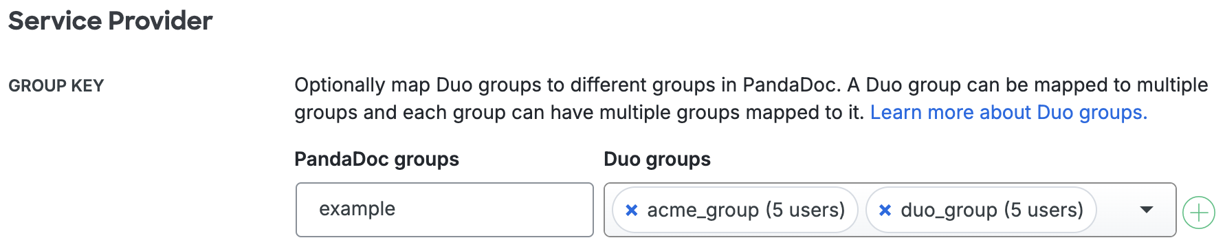 Duo PandaDoc Group Mapping Fields