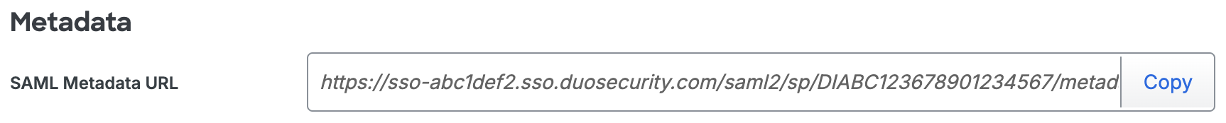 Duo Planview ProjectPlace SAML Metadata URL