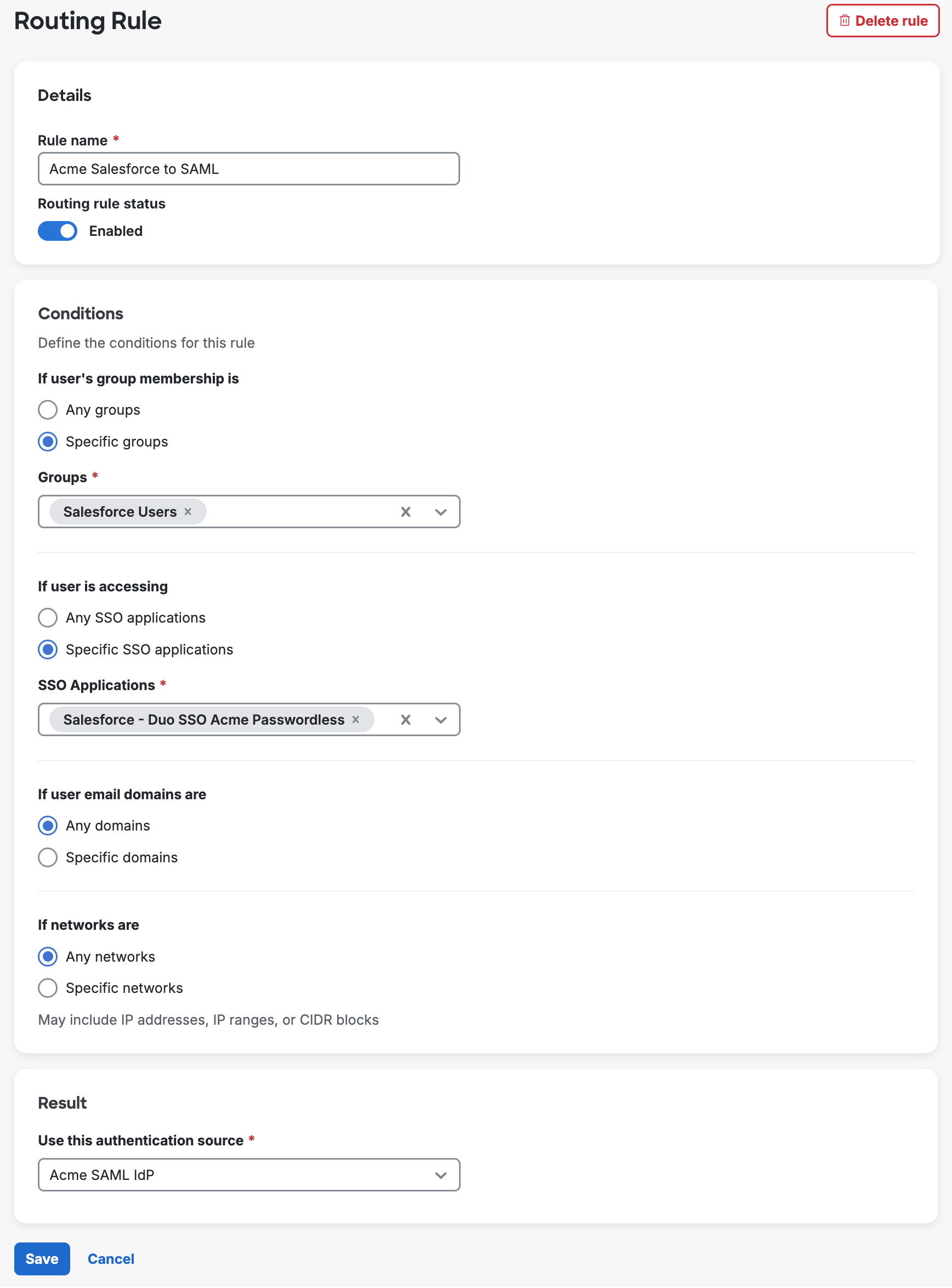 Duo SSO Routing Rules Added