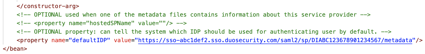 Sakai defaultIDP line
