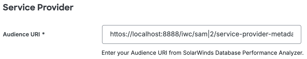 Duo SolarWinds Database Performance Analyzer Audience URI