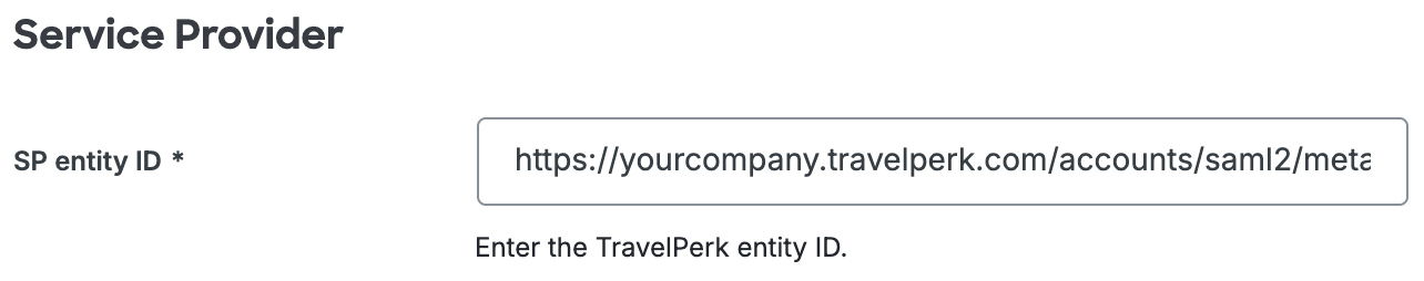 Duo TravelPerk SP Entity ID