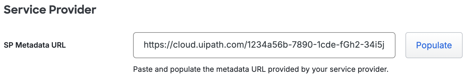 Duo UiPath SP Metadata URL