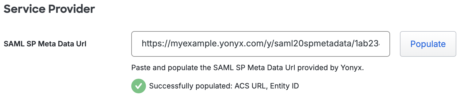 Duo Yonyx SAML SP Meta Data Url