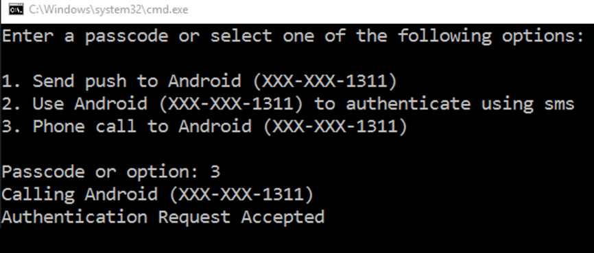 Duo Command Line Protection Prompt for Verification