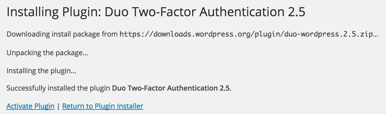 Activate Duo Plugin