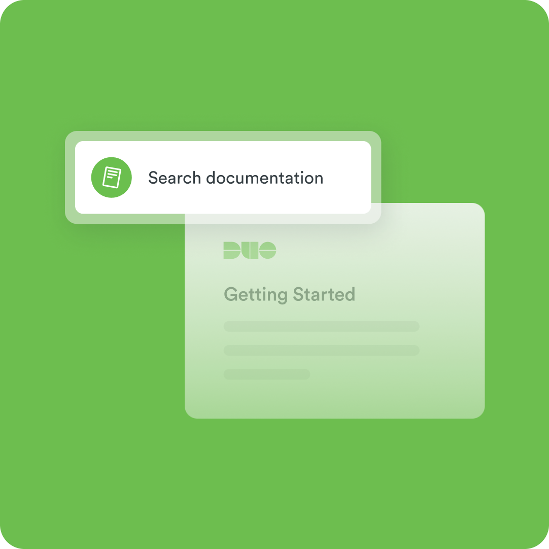 Screenshot of how Duo makes searching documentation easy and seamless for all users, devices and applications.